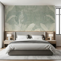 Misty Sage Botanical Leaves Wall Mural Wall Mural