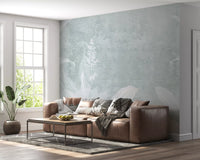 Misty Duck Egg Blue Botanical Leaf Border Wall Mural Wall Mural