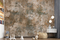 Vintage Ginkgo Leaf Warm Amber Wall Mural Wall Mural