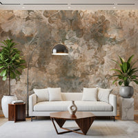 Vintage Ginkgo Leaf Warm Amber Wall Mural Wall Mural