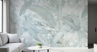Ice Blue Botanical Banana Leaf Wall Mural Wall Mural
