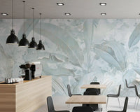 Ice Blue Botanical Banana Leaf Wall Mural Wall Mural