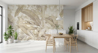 Warm Sand Beige Tropical Botanical Leaf Wall Mural Wall Mural