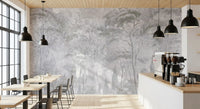 Foggy Slate Grey Misty Forest Landscape Wall Mural Wall Mural