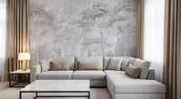 Foggy Slate Grey Misty Forest Landscape Wall Mural Wall Mural