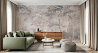 Dusty Mauve Taupe Misty Forest Landscape Wall Mural Wall Mural