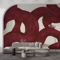 Deep Burgundy Intertwined Arches Wall Mural