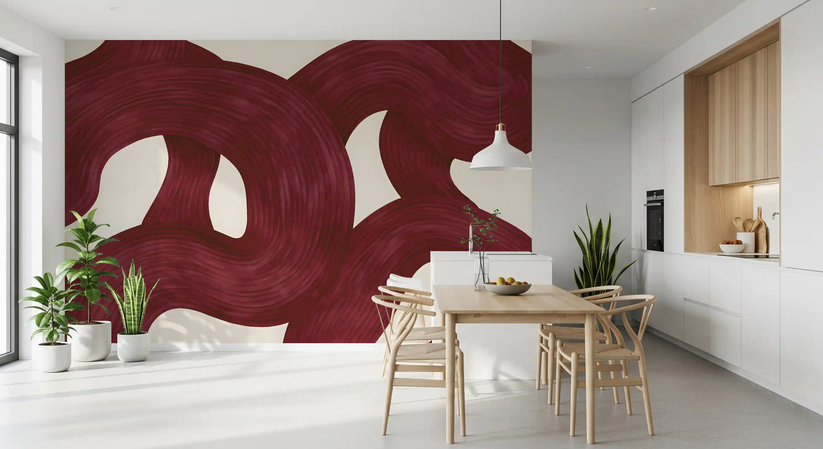 Deep Burgundy Intertwined Arches Wall Mural