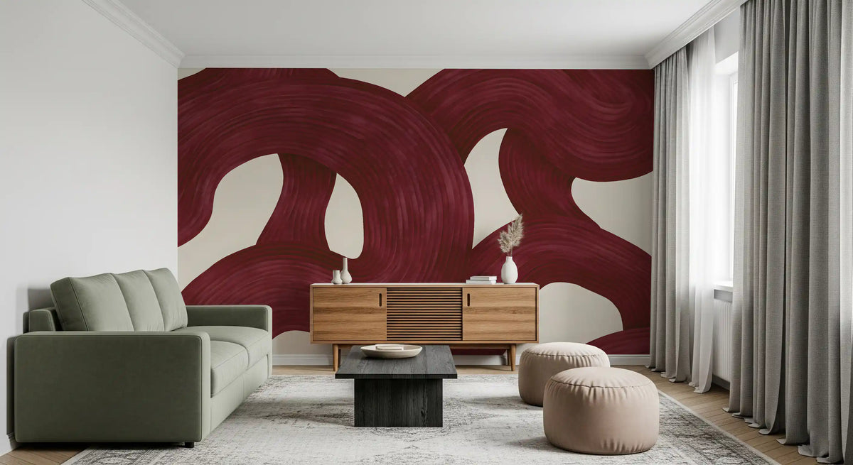 Deep Burgundy Intertwined Arches Wall Mural
