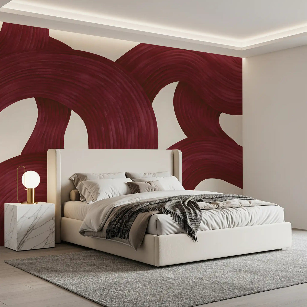 Deep Burgundy Intertwined Arches Wall Mural