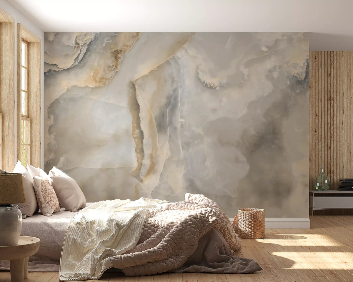 Natural Cream Onyx Stone Texture Wall Mural