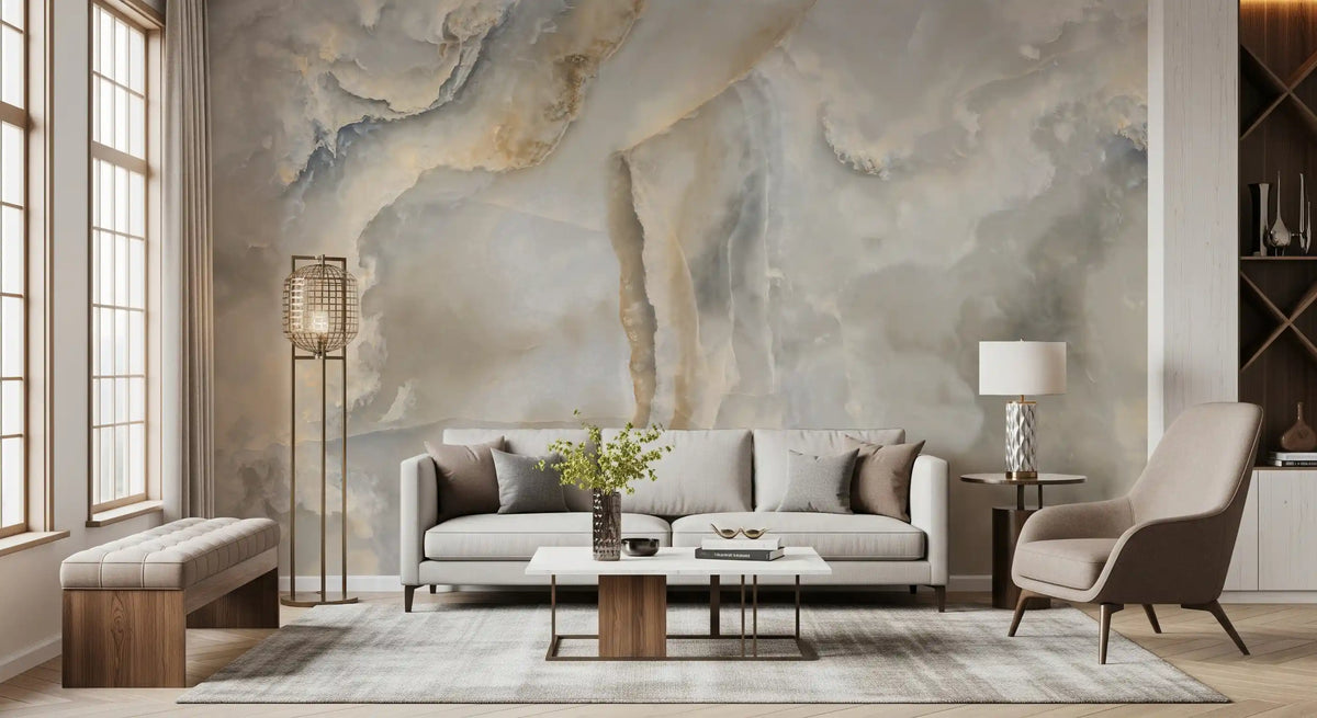Natural Cream Onyx Stone Texture Wall Mural