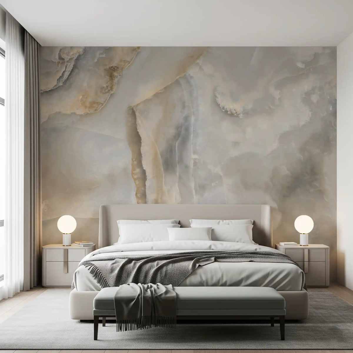 Natural Cream Onyx Stone Texture Wall Mural