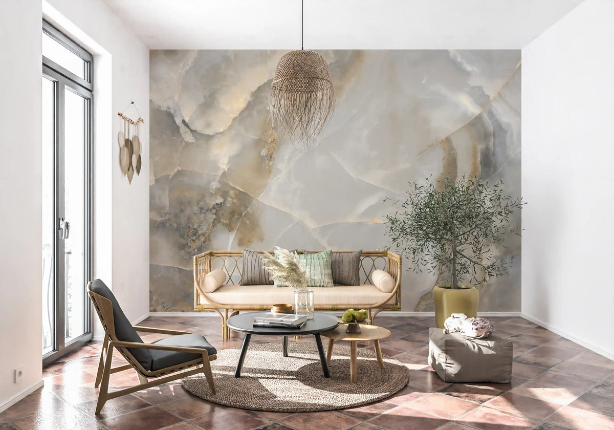 Abstract Neutral Stone Texture Wall Mural