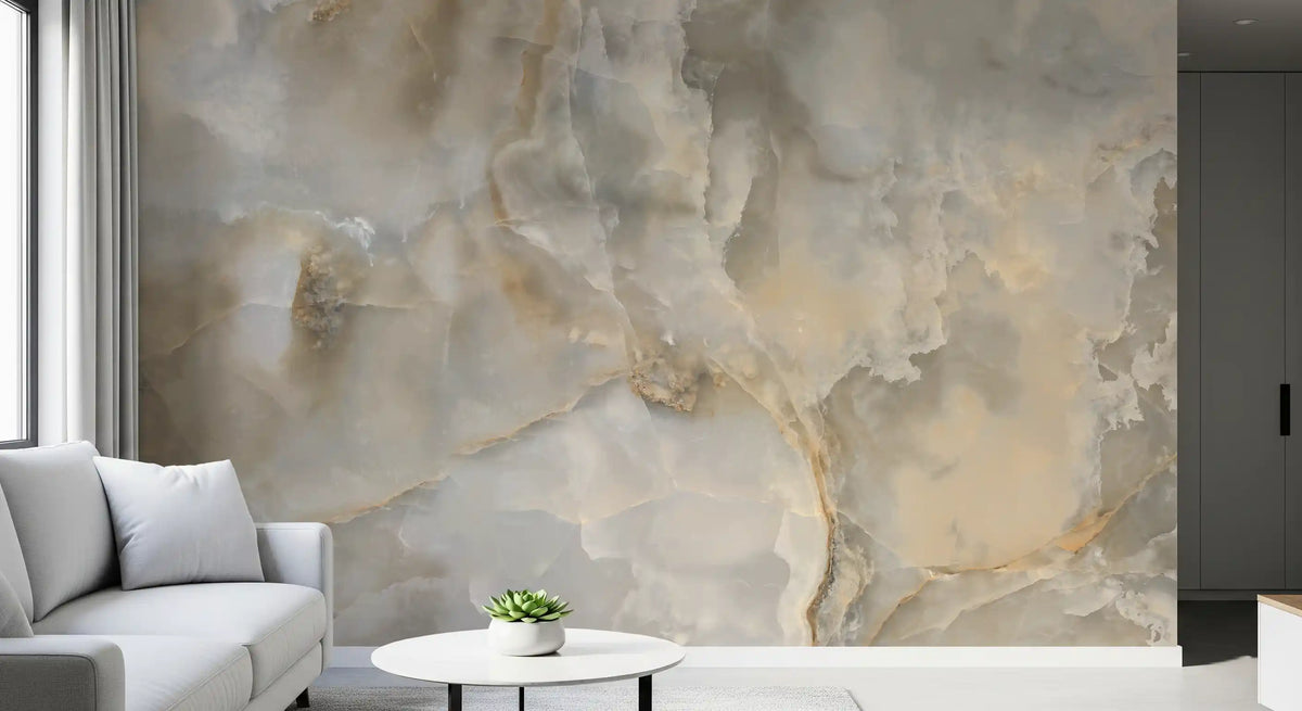 Serene Cream and Taupe Marble Vein Wall Mural