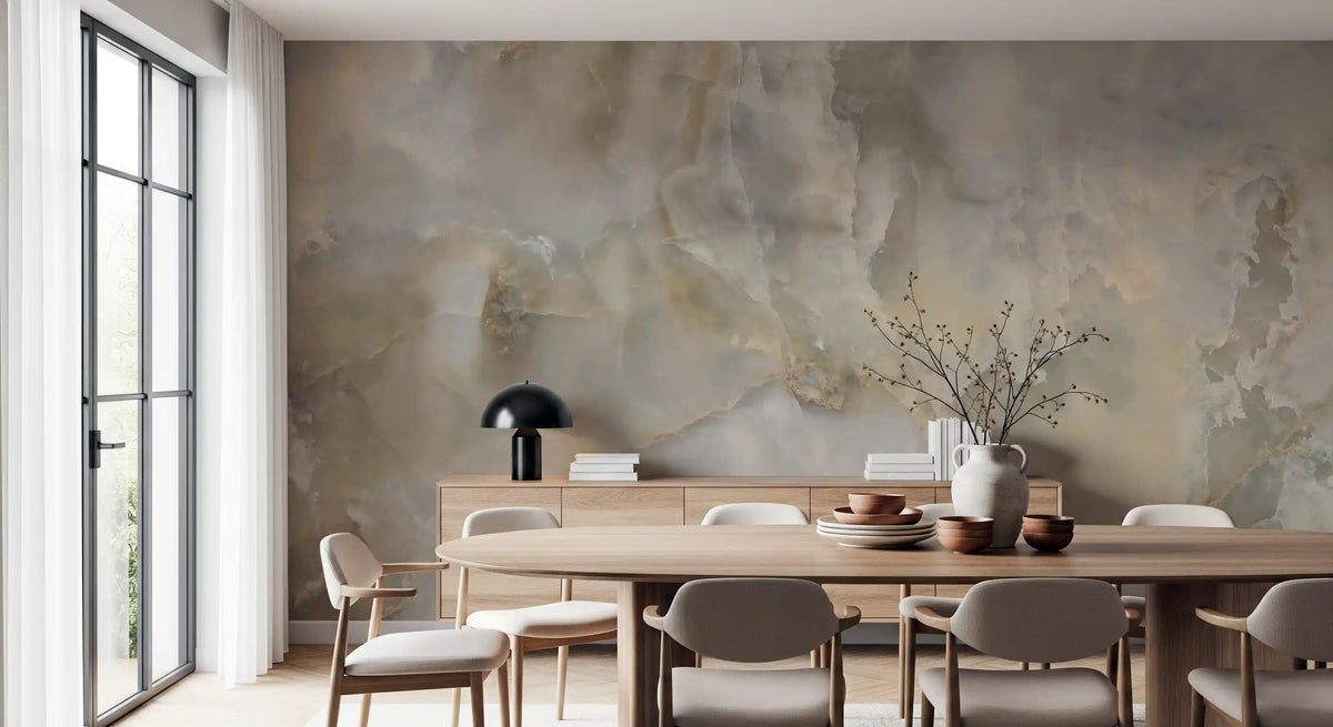 Serene Cream and Taupe Marble Vein Wall Mural