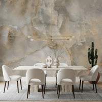 Serene Cream and Taupe Marble Vein Wall Mural
