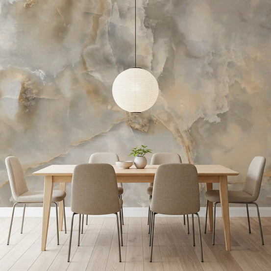 Serene Cream and Taupe Marble Vein Wall Mural