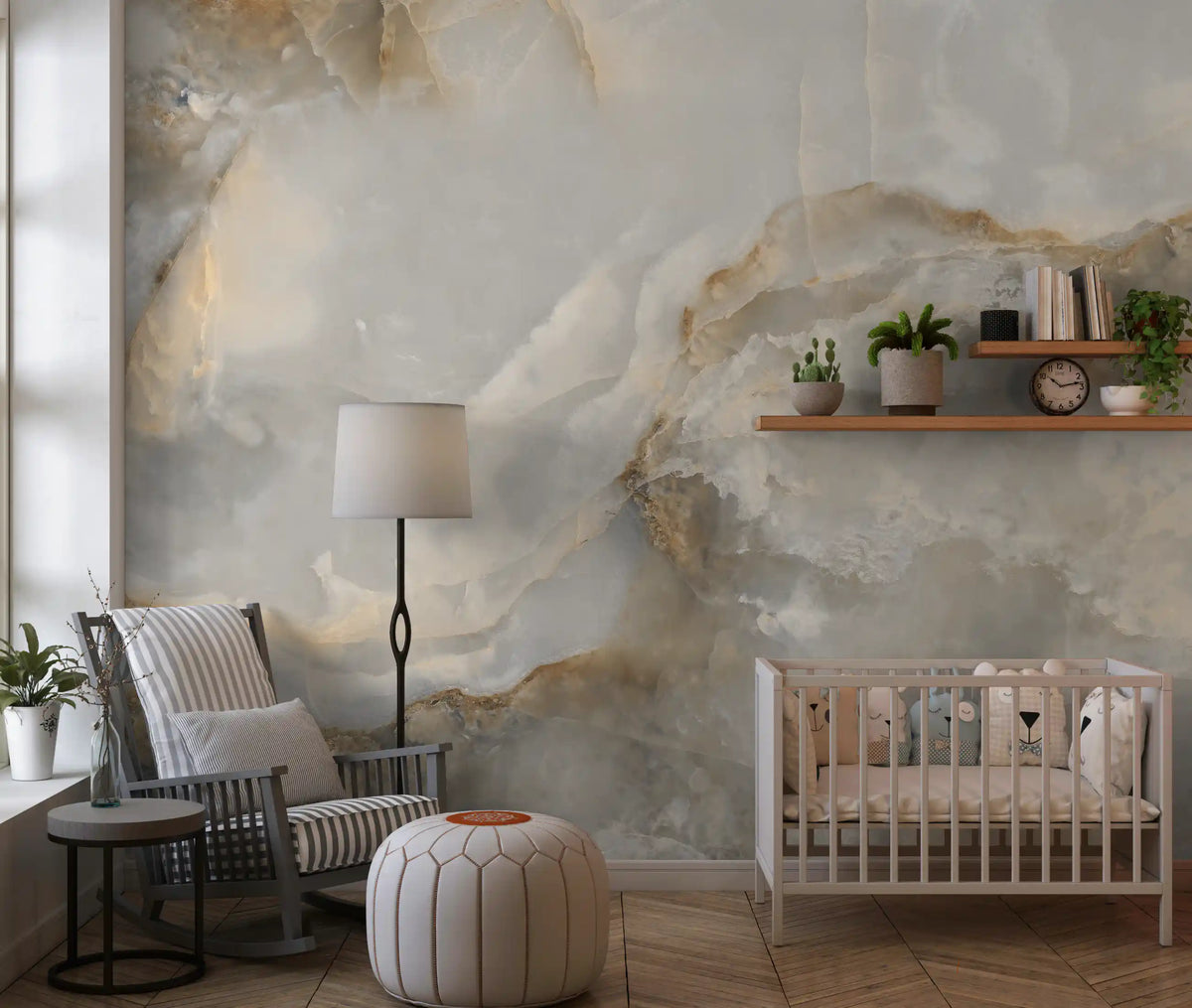 Ethereal Marble Veining Neutral Wall Mural