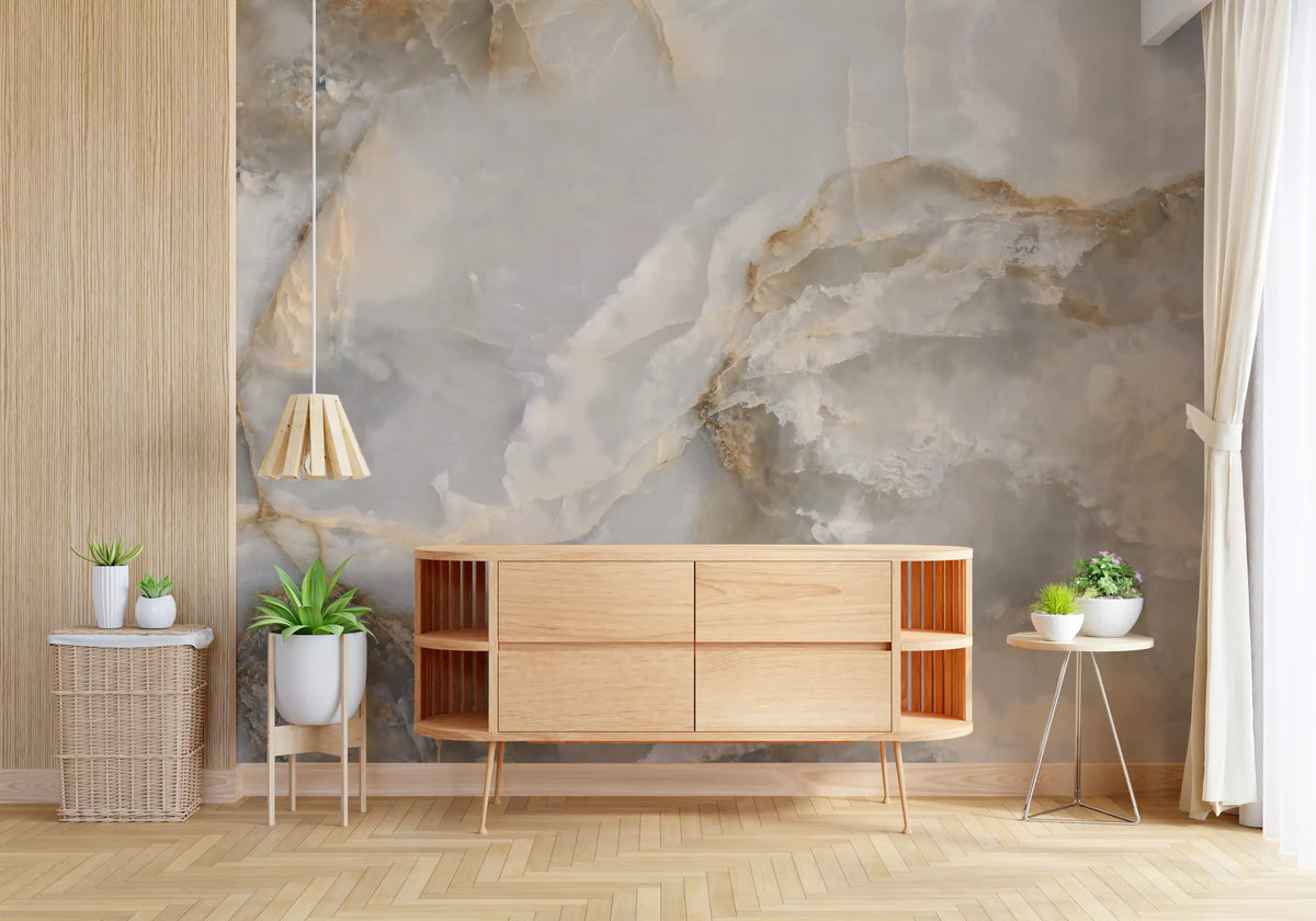 Ethereal Marble Veining Neutral Wall Mural