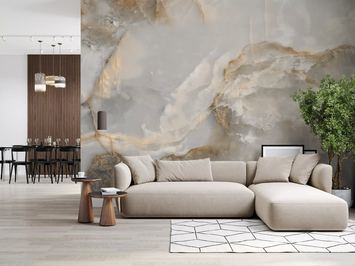 Ethereal Marble Veining Neutral Wall Mural