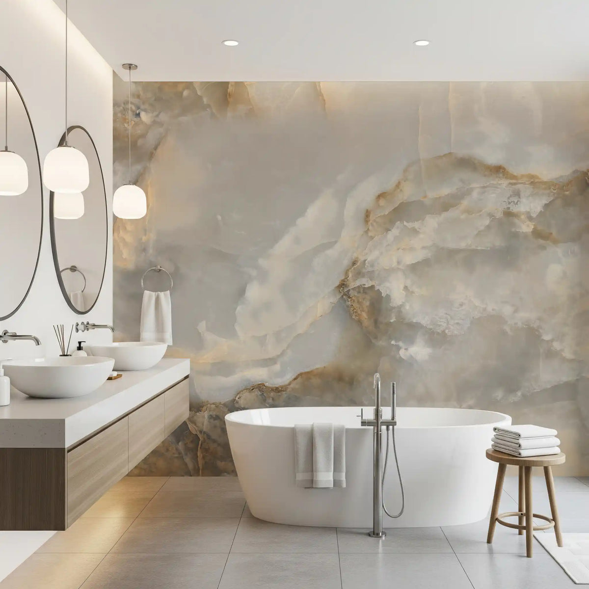 Ethereal Marble Veining Neutral Wall Mural