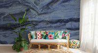 Indigo Veined Marble Slab Wall Mural