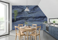 Indigo Veined Marble Slab Wall Mural