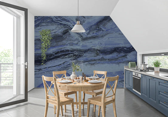 Indigo Veined Marble Slab Wall Mural