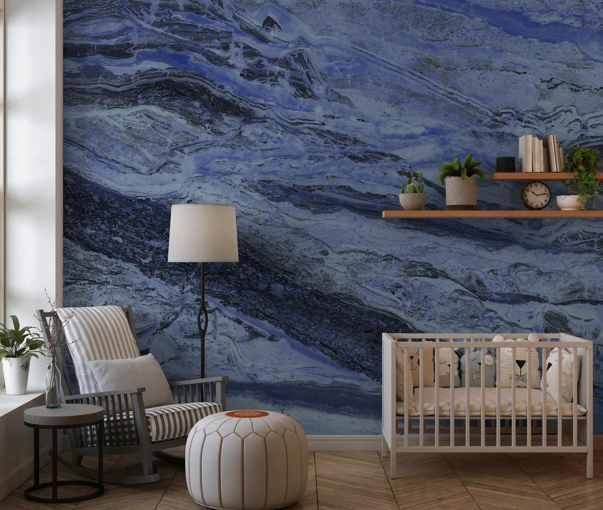 Deep Azure Marble Flow Wall Mural
