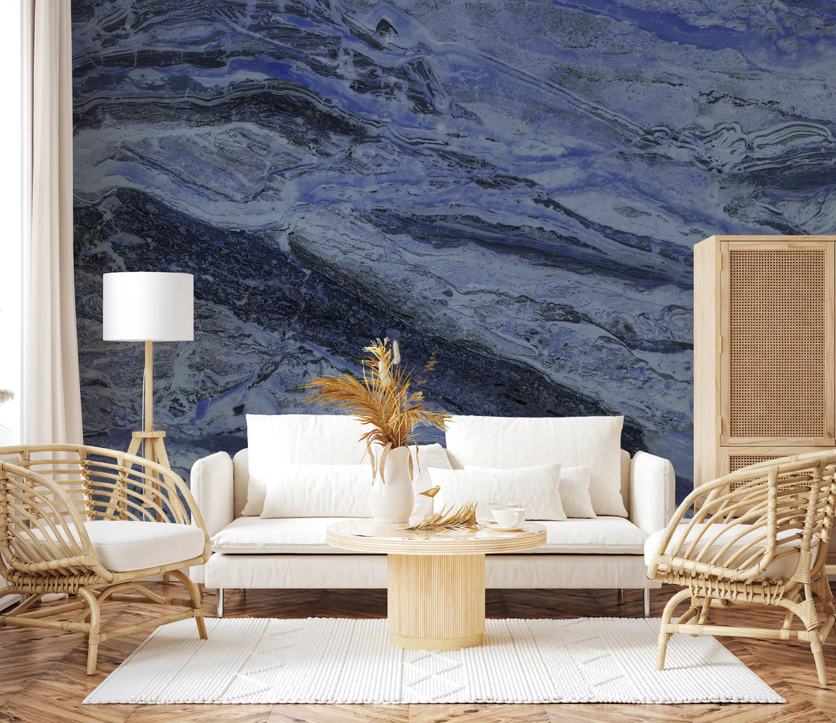 Deep Azure Marble Flow Wall Mural