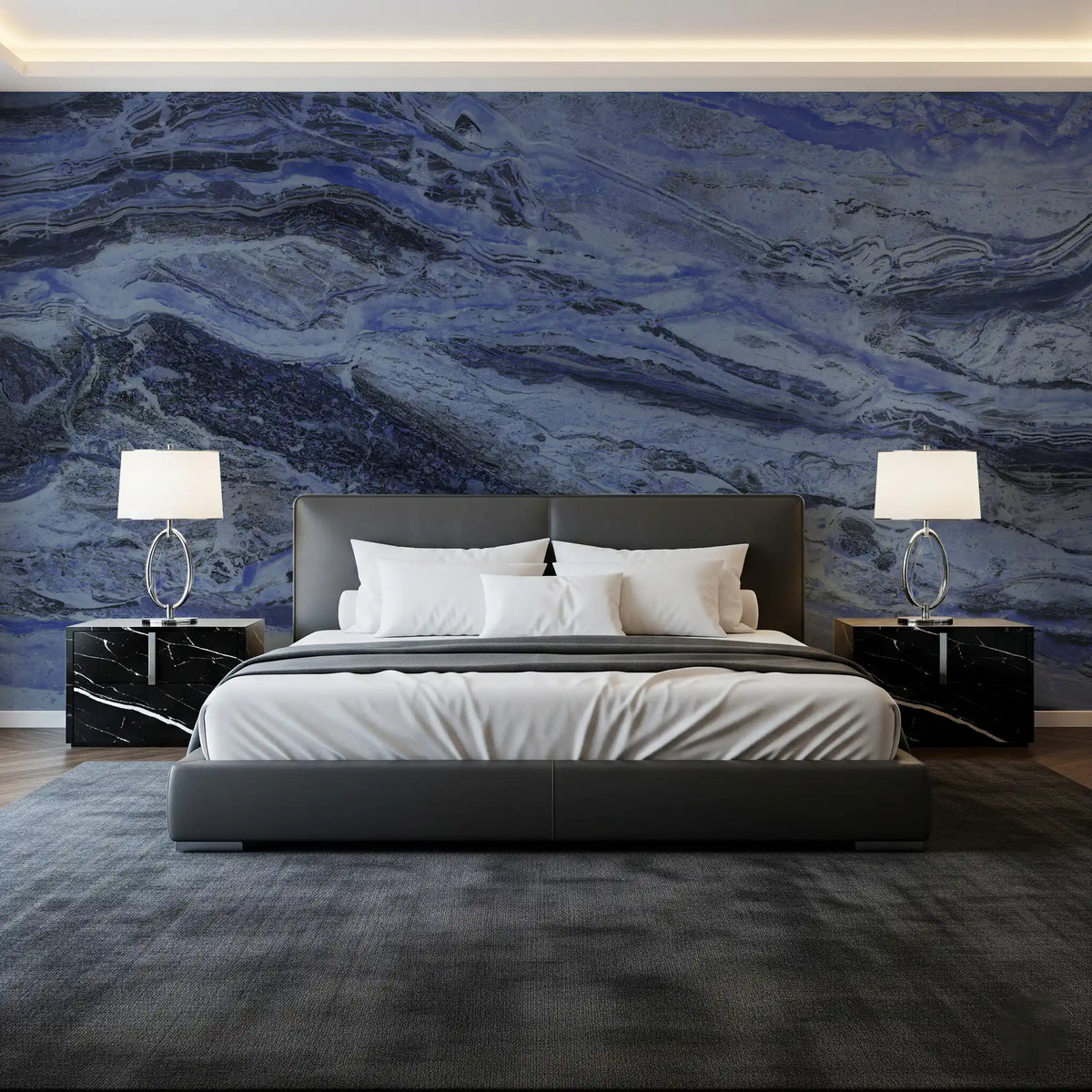 Deep Azure Marble Flow Wall Mural