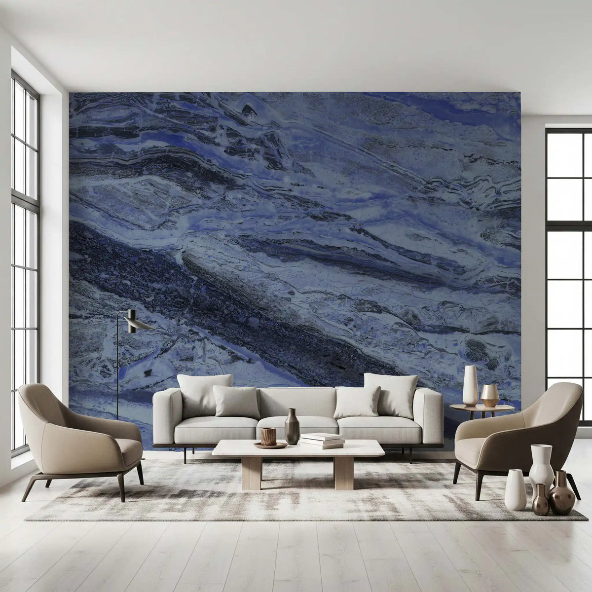 Deep Azure Marble Flow Wall Mural