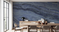 Midnight Cobalt Marble Veins Wall Mural