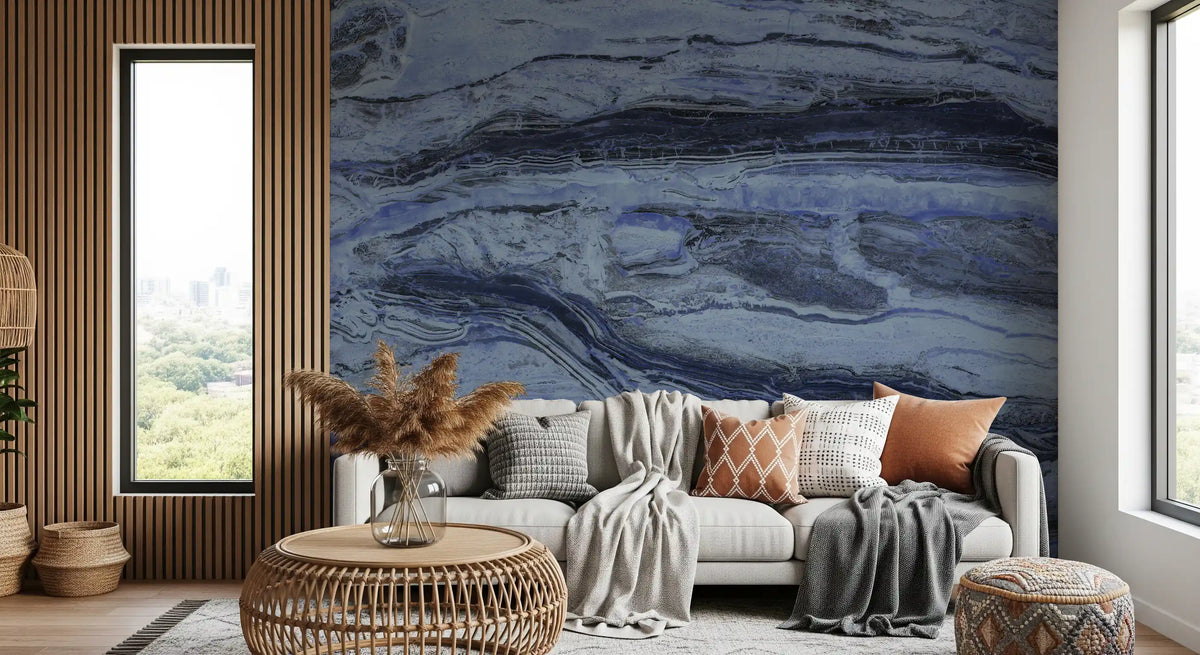 Midnight Blue Ethereal Marble Wall Mural