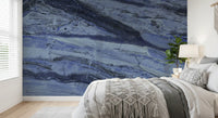 Midnight Cobalt Marble Veins Wall Mural