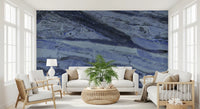 Midnight Cobalt Marble Veins Wall Mural