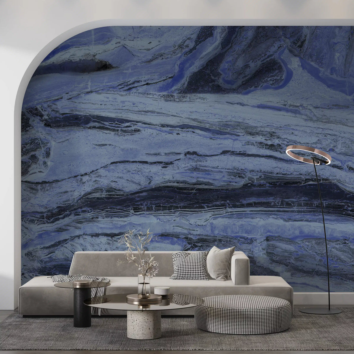 Abstract Swirls in Indigo and Slate Wall Mural