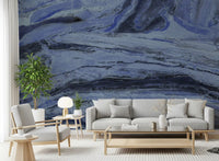 Abstract Swirls in Indigo and Slate Wall Mural