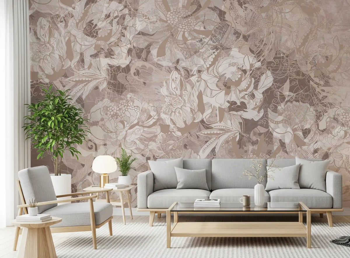 Misty Sage Duck Egg Botanical Floral Wall Mural Wall Mural