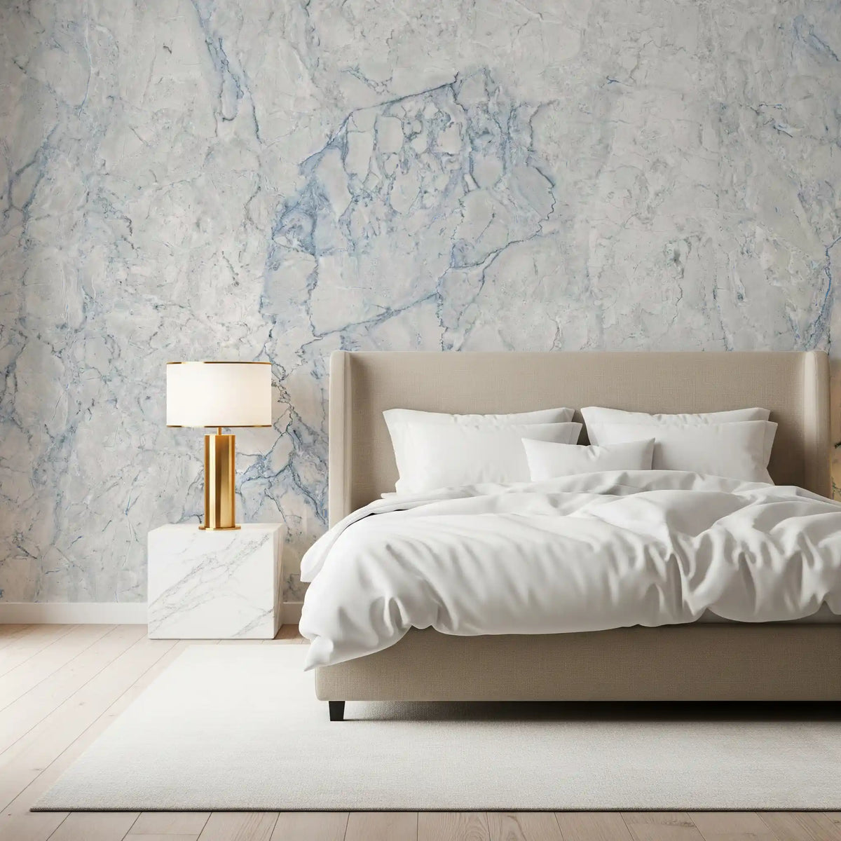 Ethereal Blue and White Marble Slab Wall Mural
