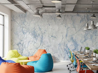 Serene Blue Veined Marble Texture Wall Mural