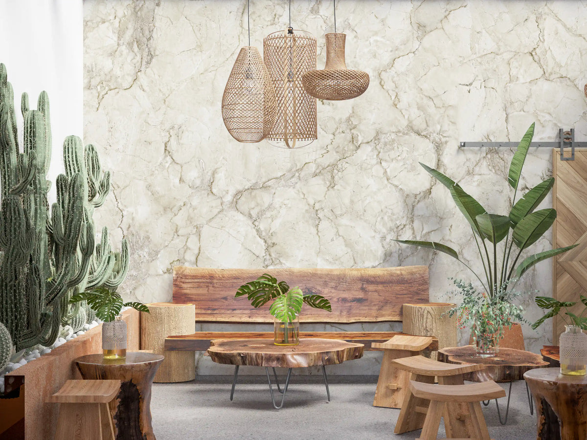 Classic Cream Marble Vein Texture Wall Mural