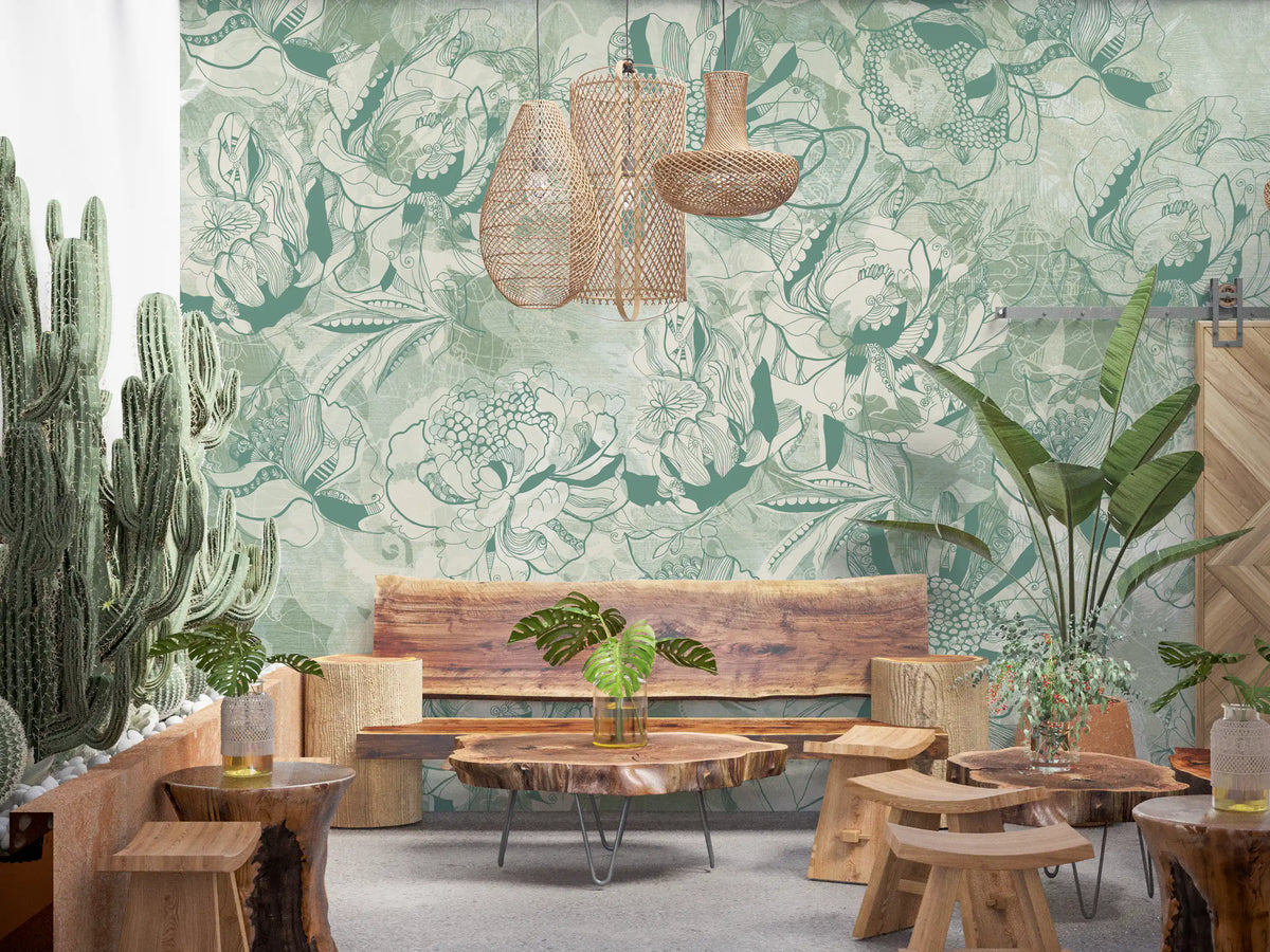 Eucalyptus Mint Botanical Floral Wall Mural Wall Mural