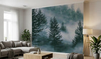 Misty Alpine Forest Serenity Wall Mural