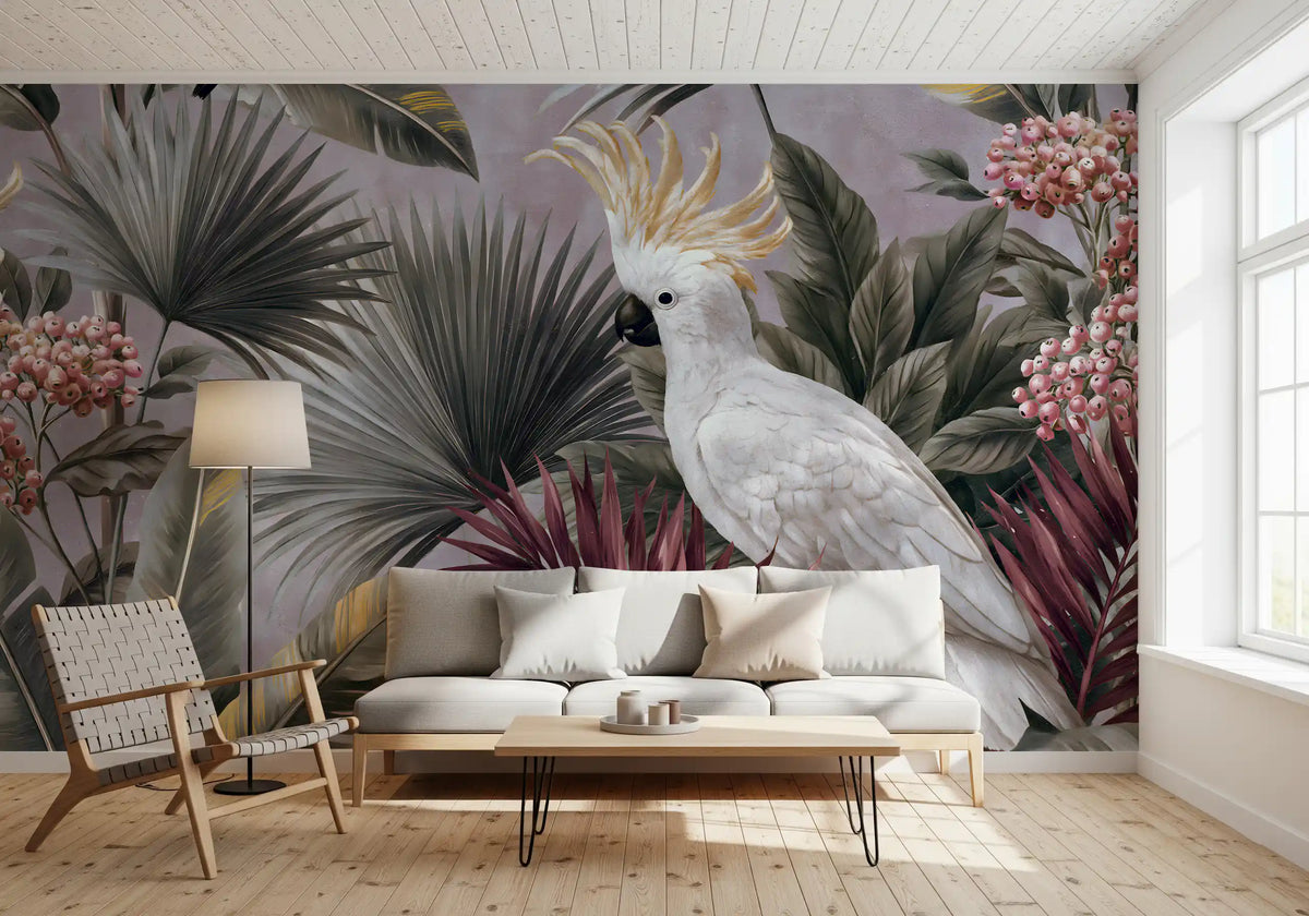 Cockatoo and Tropical Flora Wall Mural