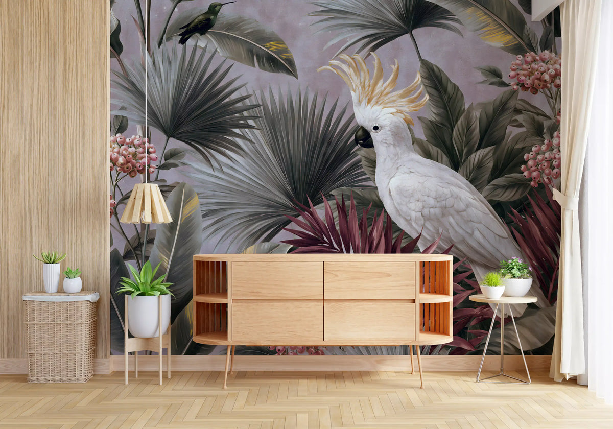 Cockatoo and Tropical Flora Wall Mural
