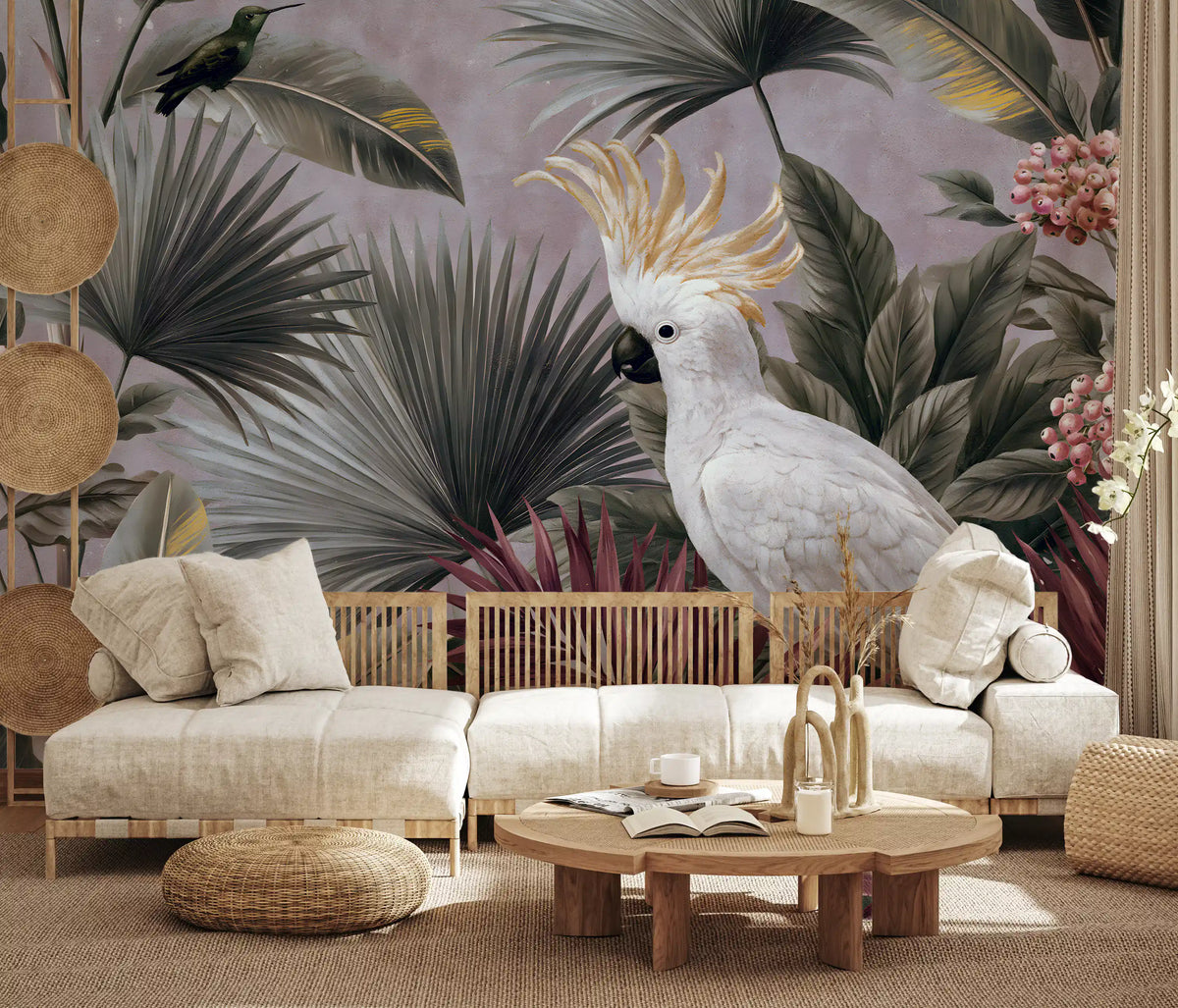 Cockatoo and Tropical Flora Wall Mural