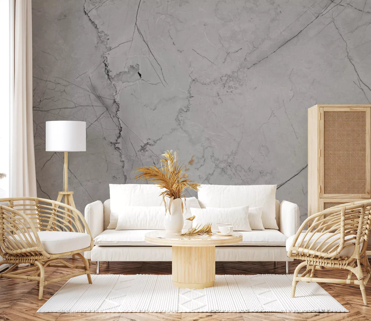 Minimalist Grey Marble Veining Wall Mural