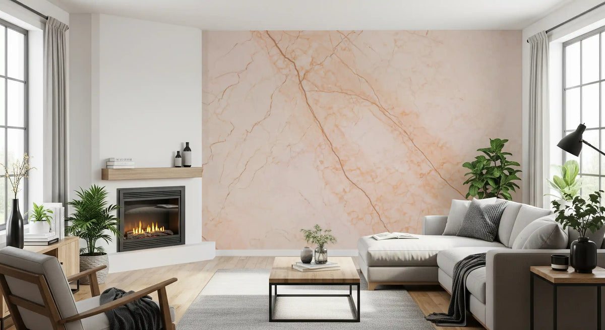 Soft Peach Marble Stone Texture Wall Mural